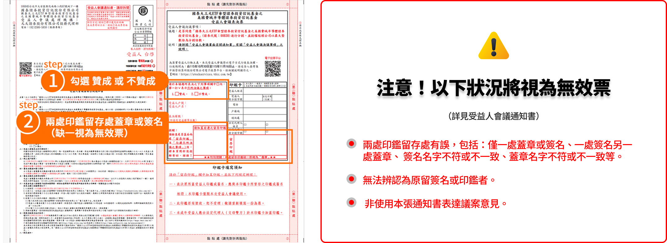 受益人會議通知書示意圖與無效票注意事項