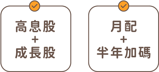 高息股+成長股 x 月配+半年加碼