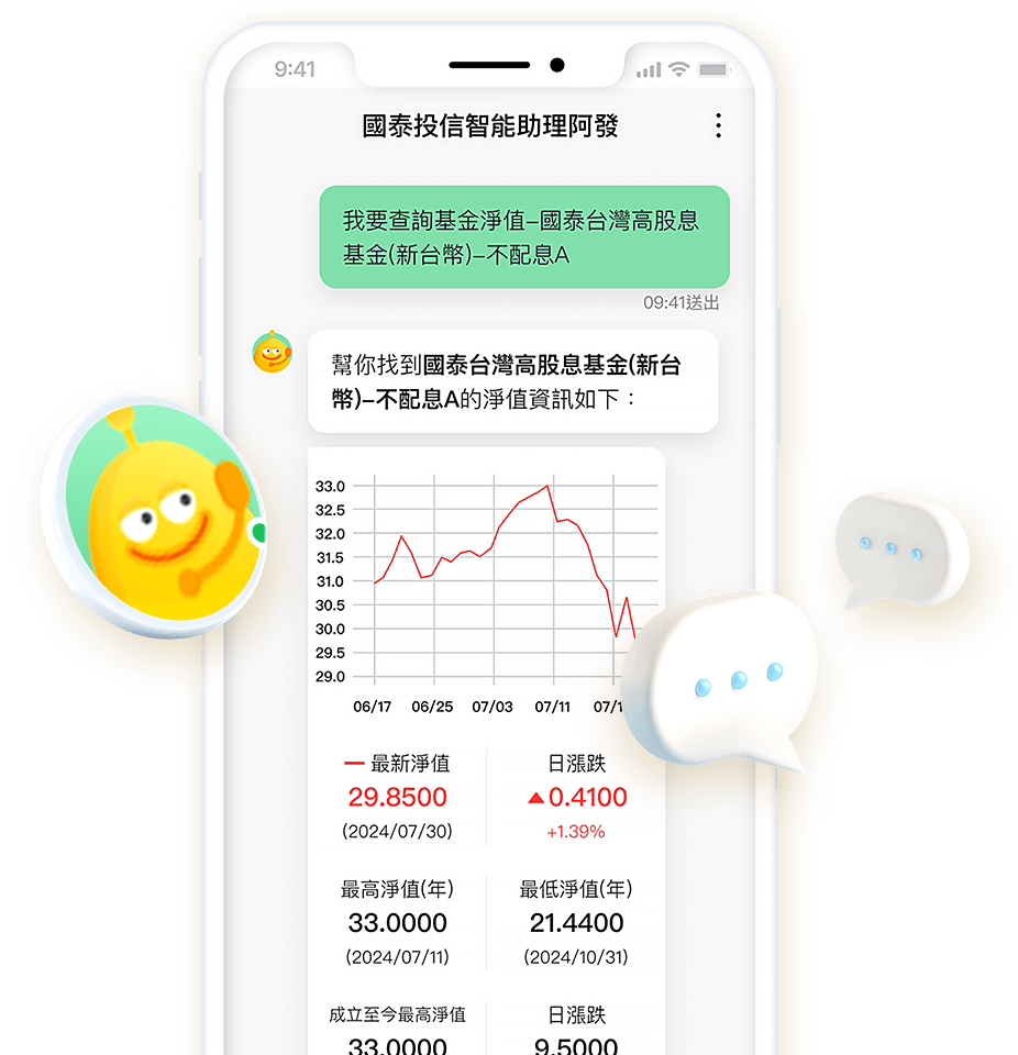 國泰投信APP 具備智能阿發助理服務